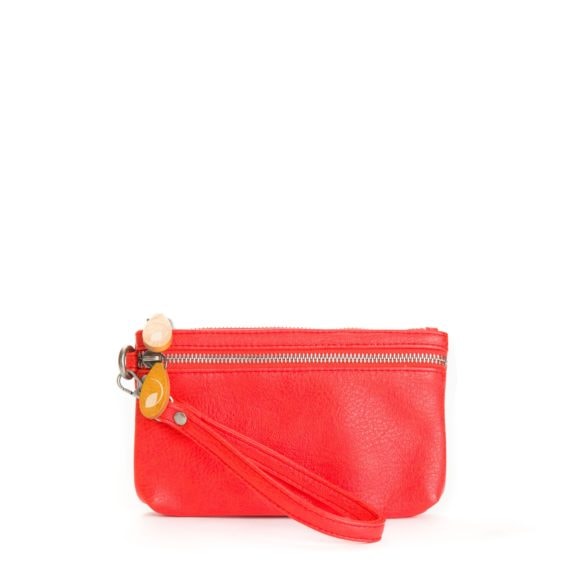 red phone wristlet in vegan leather