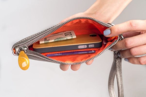 vegan clutch and cell phone wallet