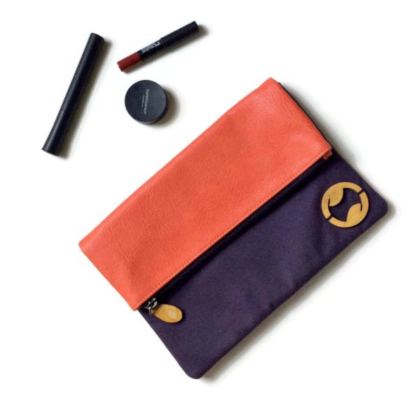 vegan clutch with organic cotton canvas