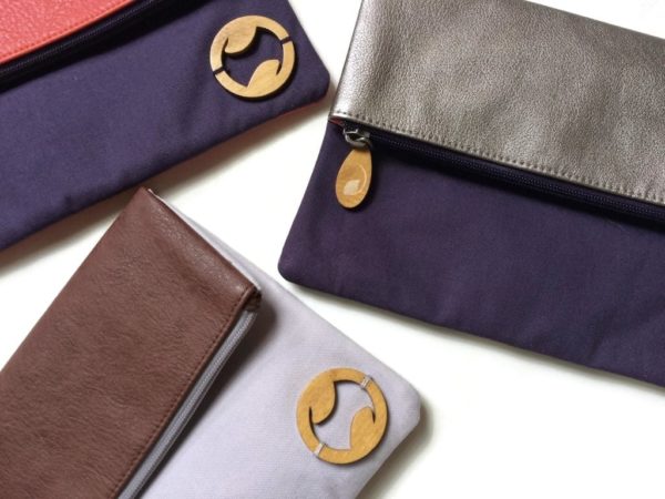 vegan leather purses and handbags, in purple and gray