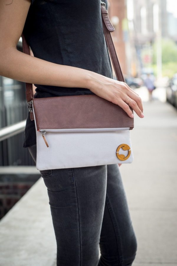 eco friendly purse with organic cotton and vegan leather