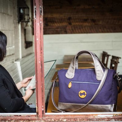 vegan crossbody bag with organic cotton and faux leather
