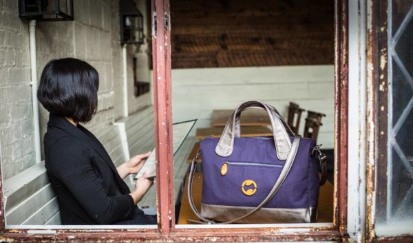vegan crossbody bag with organic cotton and faux leather