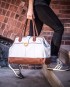 Gray yoga bag in organic cotton canvas and vegan leather