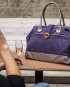 Vegan weekender bag in dark purple and metallic vegan leather
