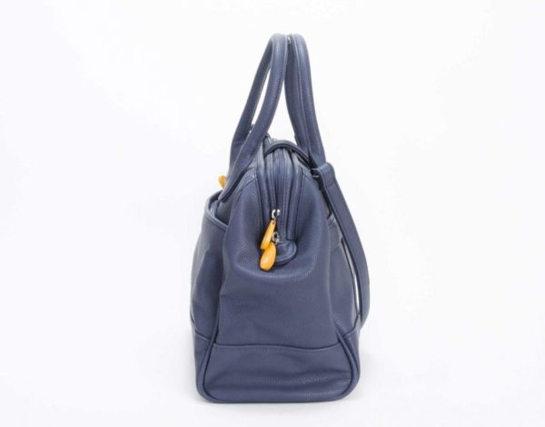 vegan leather satchel & crossbody purse in navy gray