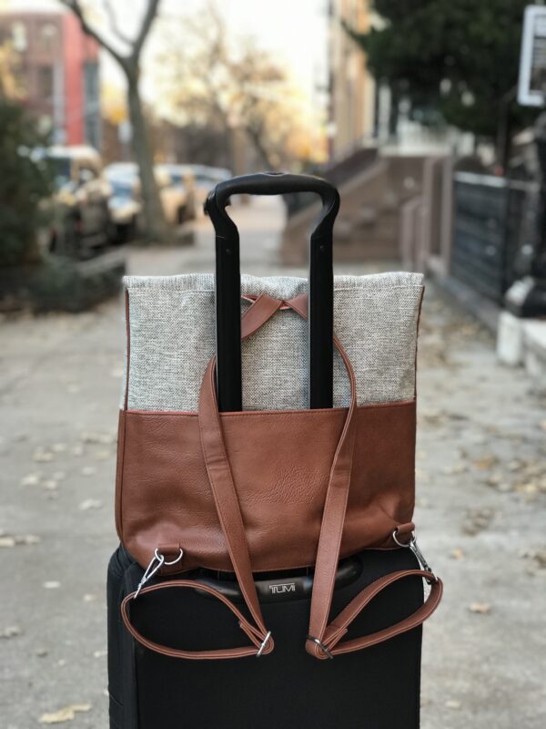 trolley sleeve backpack with vegan leather