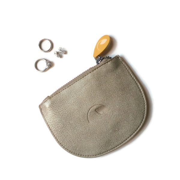 zipper coin pouch and jewelry pouch in cruelty free vegan leather