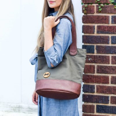 womens laptop tote with organic cotton and vegan leather