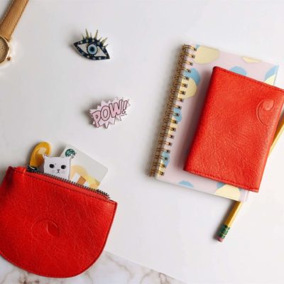 red credit card wallet and small purse