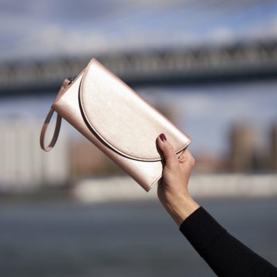 rose gold women's wallet in vegan leather