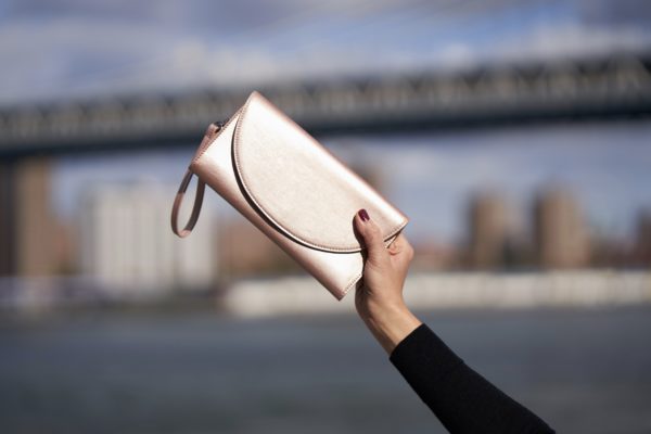 rose gold women's wallet in vegan leather