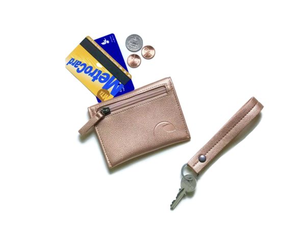 vegan gift set with coin wallet and key fob wristlet