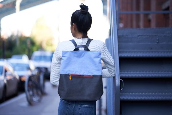 canvas backpack with vegan leather