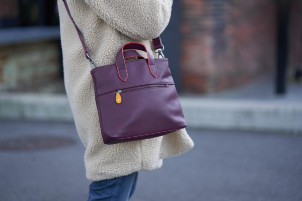 burgundy crossbody bag in vegan leather